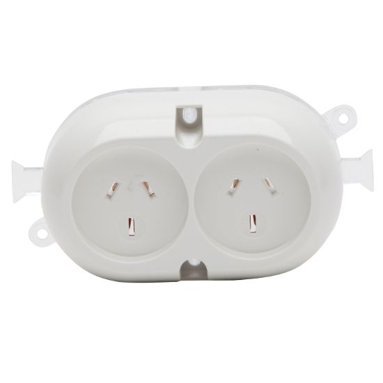 Picture of Surface Socket Outlet With Mounting Plate; 10A, 250VAC, 2-Gang, White