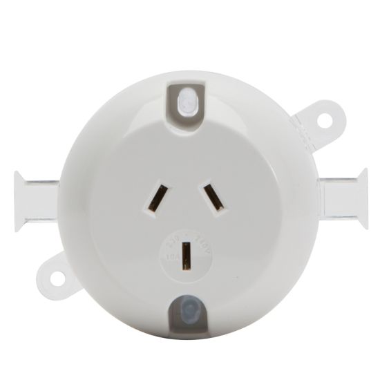 Picture of Surface Socket Outlet With Mounting Plate; 10A, 250VAC, 1-Gang, White