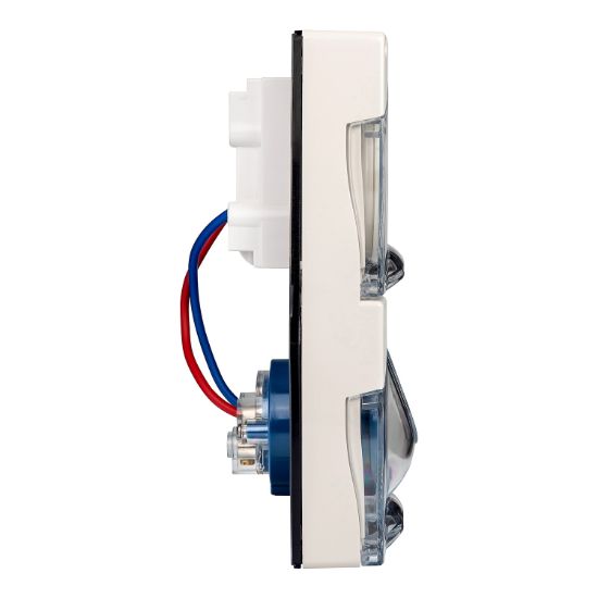 Picture of RCD Protected IEC Socket, 16A, 240V, 3-Round Pin, 2-Gang, Grey