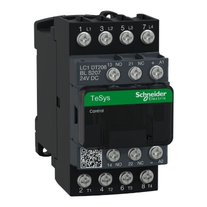 Picture of Contactor, TeSys Deca S207,4P(4NO),AC-1 20A , <=440V, 24V DC coil low consumption coil, lugs-ring terminal