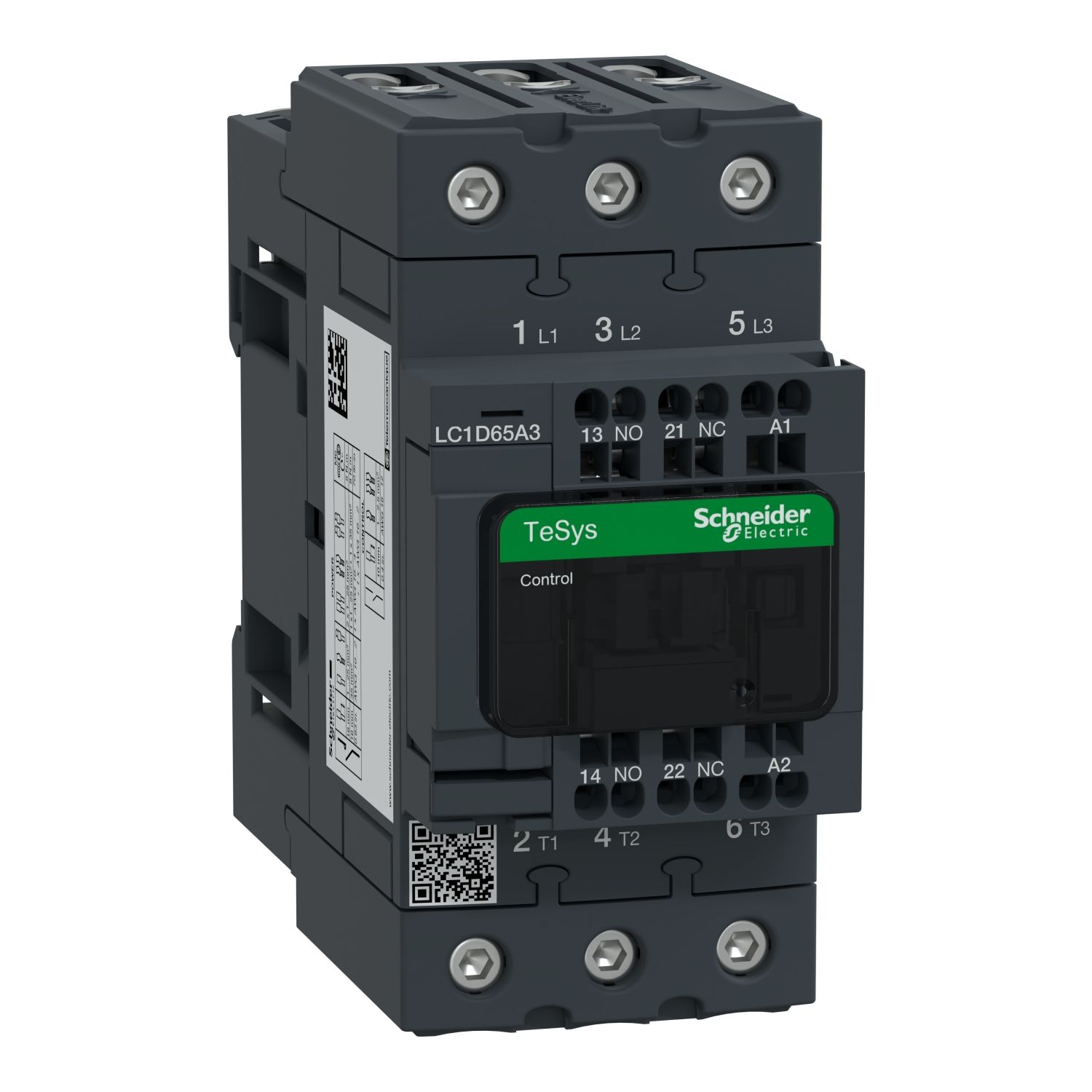 Picture of Contactor, TeSys Deca, 3P(3 NO), AC-3/AC-3e, <=400V, 65A, 24V AC 50/60Hz coil, spring terminals