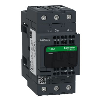 Picture of Contactor, TeSys Deca, 3P(3 NO), AC-3/AC-3e, <=400V, 65A, 48V AC 50/60Hz coil, lugs-ring terminals