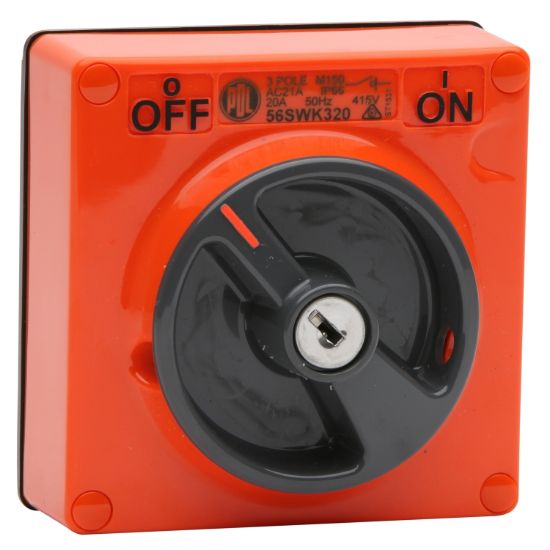 Picture of Switch - Keylock, 20A, 415V, 3-Pole, Resistant Orange
