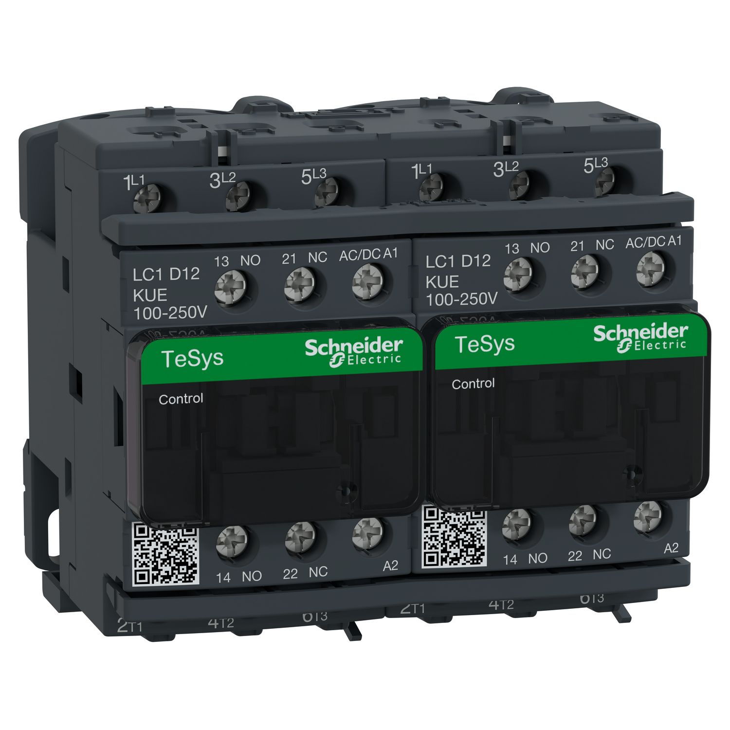 Picture of Reversing Contactor, TeSys D, TeSys Deca, 3P(3 NO), AC-3, 0 to 440V, 12A, 100 to 250VAC/DC coil