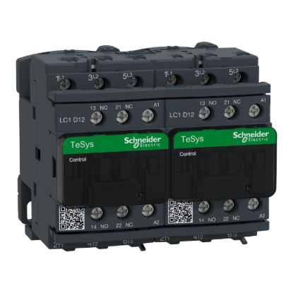 Picture of Reversing Contactor, TeSys Deca, 3P(3NO),AC-3, <=440V 12A,24V AC 50/60Hz coil, screw clamp terminals