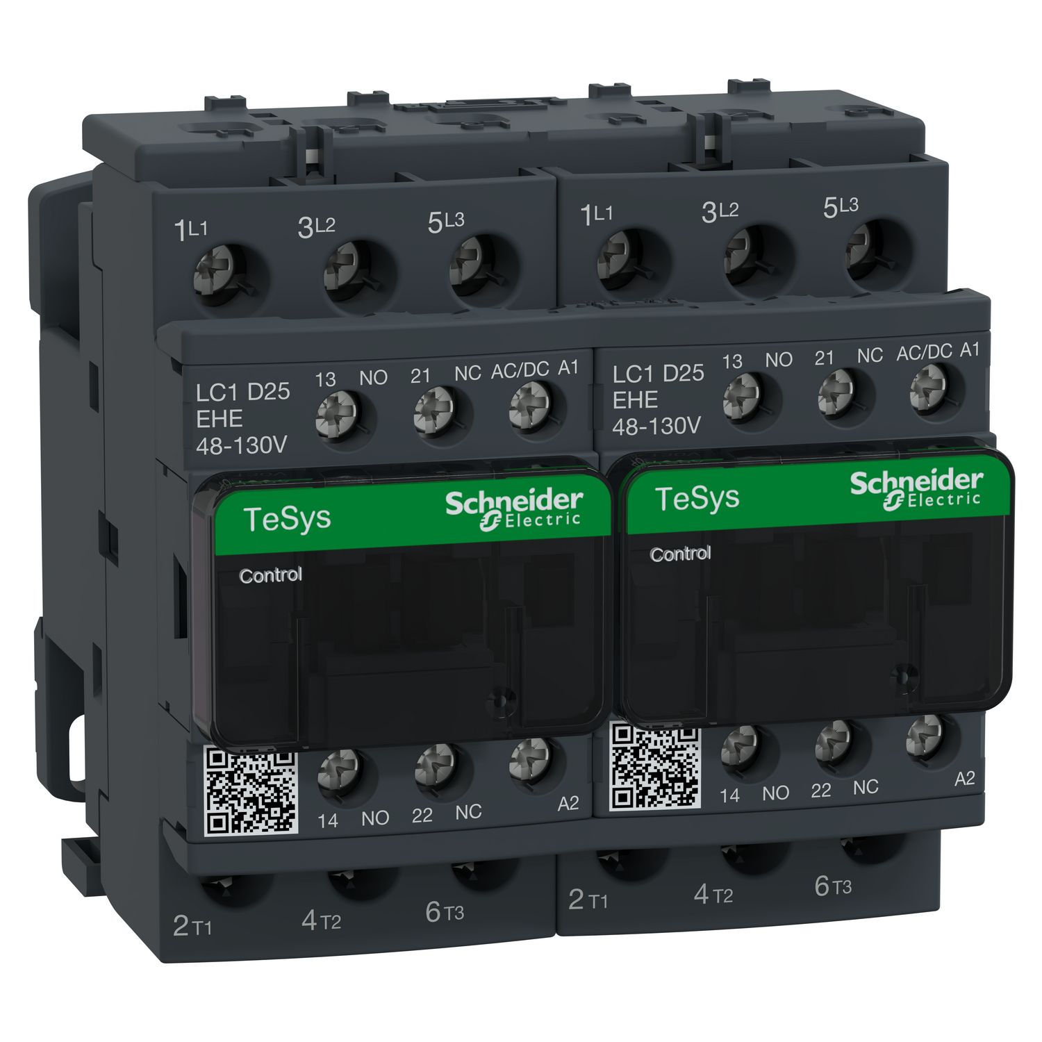Picture of Reversing Contactor, TeSys D, TeSys Deca, 3P(3 NO), AC-3, 0 to 440V, 25A, 48 to 130VAC/DC coil