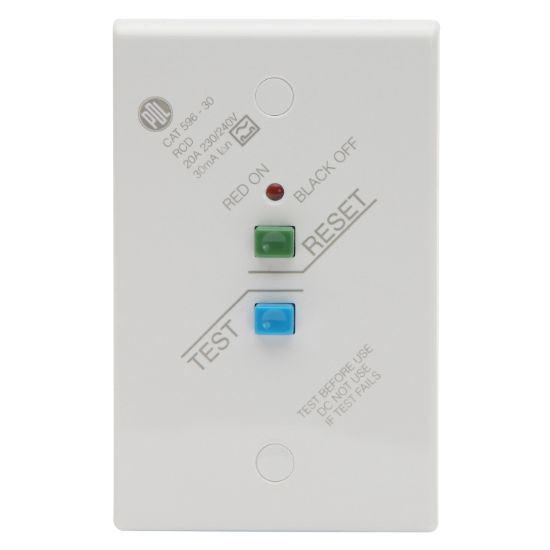Picture of Plate-Mounted RCD; 20A, 230 - 240VAC, 1-Gang, 2P, 30mA Trip