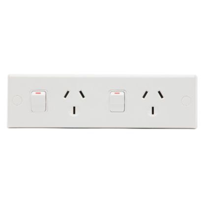Picture of Double Worktop Switched Socket Outlet; 10A, 230/240VAC, White