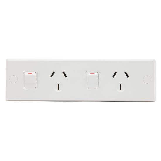 Picture of Double Worktop Switched Socket Outlet; 10A, 230/240VAC, White