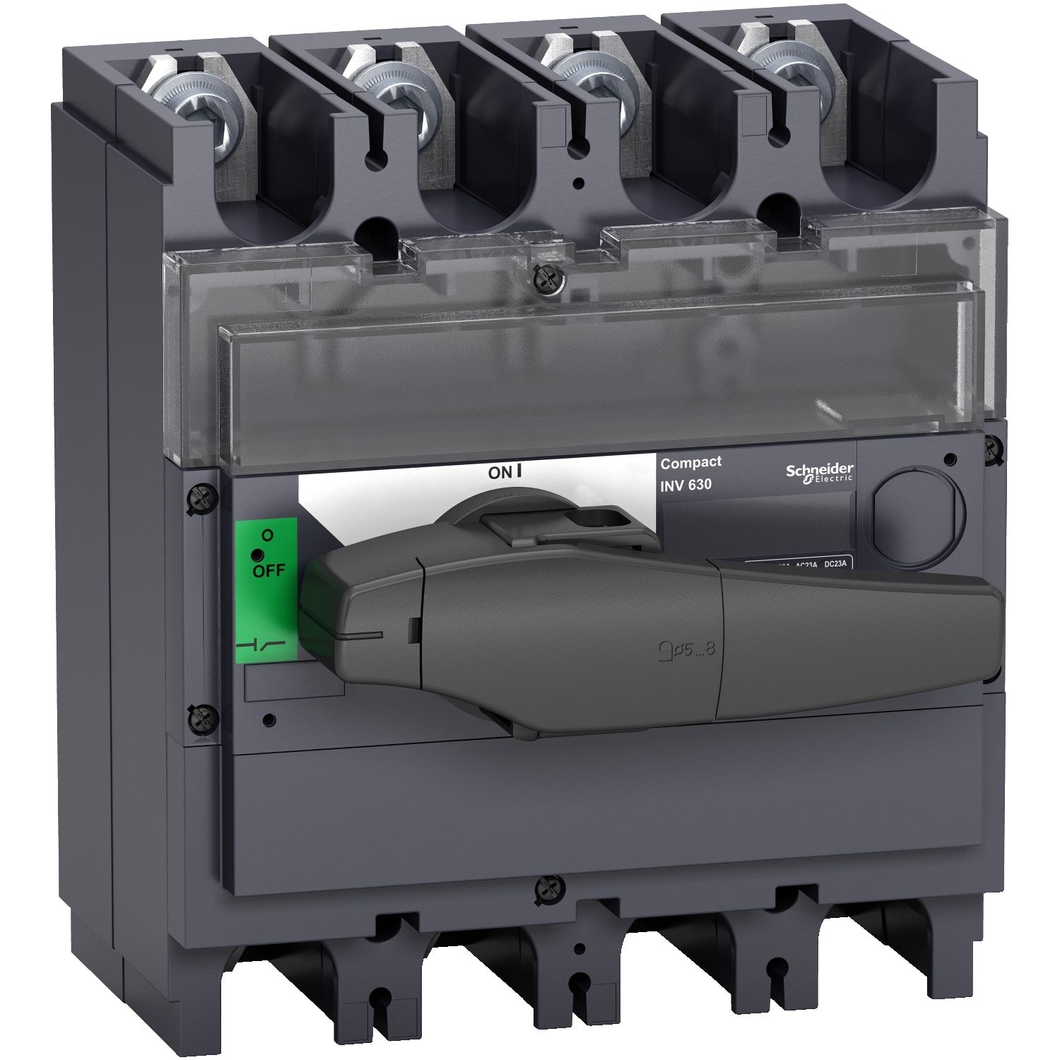 Picture of switch disconnector, Compact INV500, visible break, 500A, standard version with black rotary handle, 4 poles