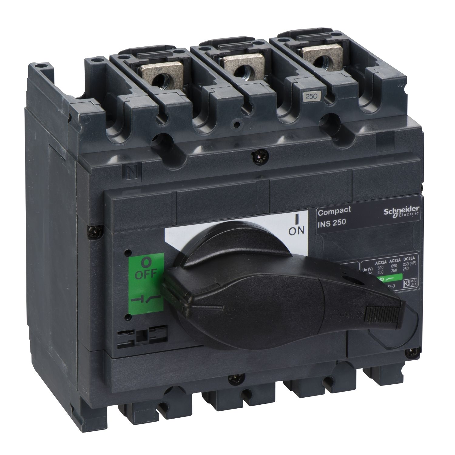 Picture of Switch disconnector, ComPact, Compact INS250 , 250 A, standard version with black rotary handle, 3 poles