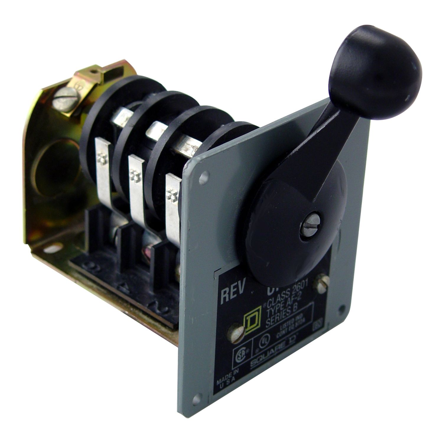 Picture of Switch, reversing drum, 2 HP at 230 VAC single phase, 2 HP at 575 VAC polyphase, handle operated, NEMA 13 flush