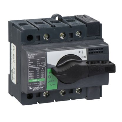 Picture of Switch disconnector, ComPact, Compact INS40 , 40 A, standard version with black rotary handle, 3 poles