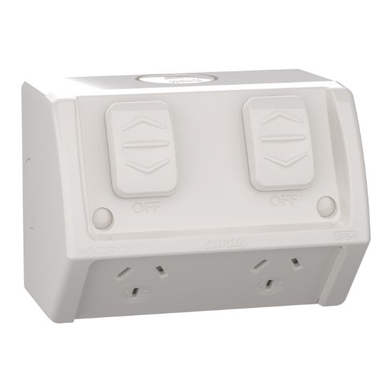 Picture of Socket, Weathershield, Twin, 10A, 250VAC, IP54