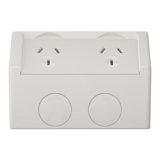 Picture of Twin Socket with Extra Switch, Weathershield, 10A, 250VAC, IP54