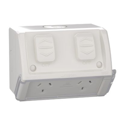 Picture of Socket, Weathershield, Twin, Flap, 10A, 250VAC, IP54
