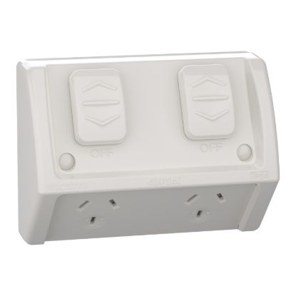 Picture of Socket, Weathershield, Flush, Twin, 10A, 250VAC, IP54