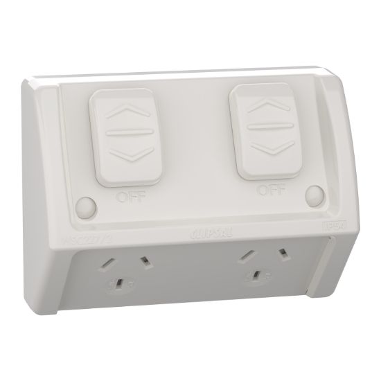 Picture of Socket, Weathershield, Flush, Twin, 10A, 250VAC, IP54