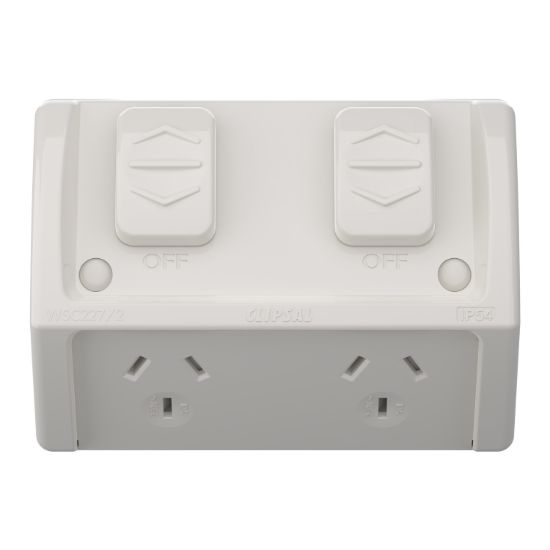 Picture of Socket, Weathershield, Flush, Twin, 10A, 250VAC, IP54