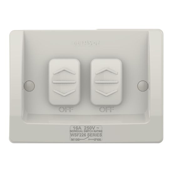 Picture of Switch, Weathershield, Flush, 2-Gang, 16AX, 250VAC, IP66