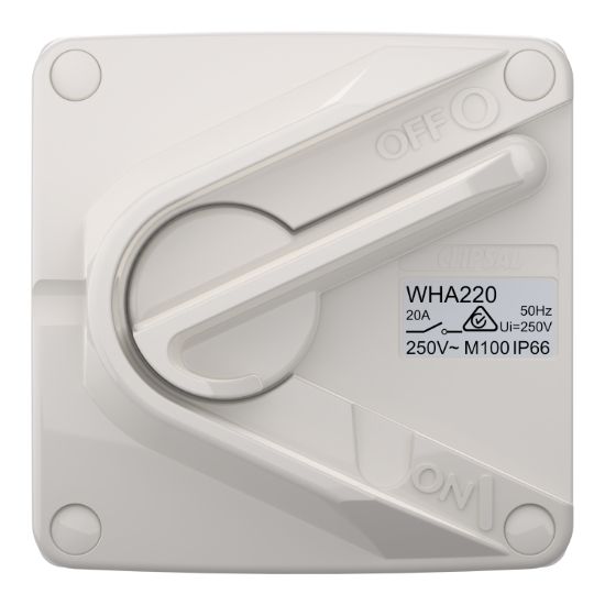 Picture of Switch, Weathershield, 1-Gang, 2 Pole, 20A/16AX, 250VAC, IP66