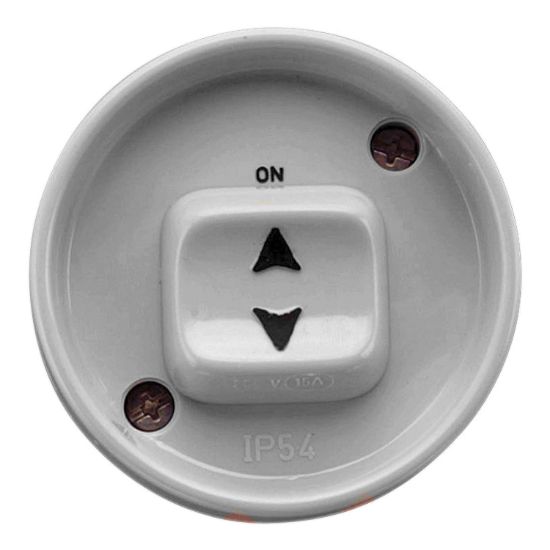 Picture of Flush Switch with Looping Terminal, Weathershield, 1 Gang, 250VAC, 15A