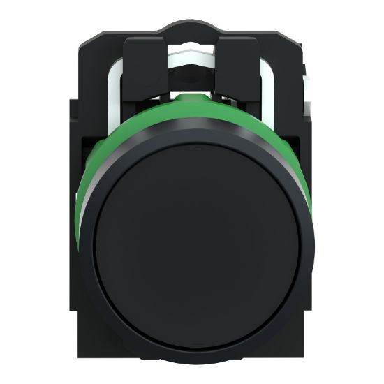 Picture of Push button, Harmony XB5, plastic, flush, black, 22mm, spring return, unmarked, 1NO