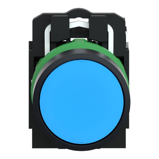 Picture of Push button, Harmony XB5, plastic, flush, blue, 22mm, spring return, unmarked, 1NO