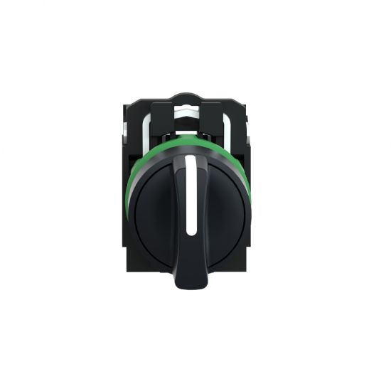 Picture of Selector switch, Harmony XB5, plastic, black, 22mm, 3 positions, stay put, 2 NO