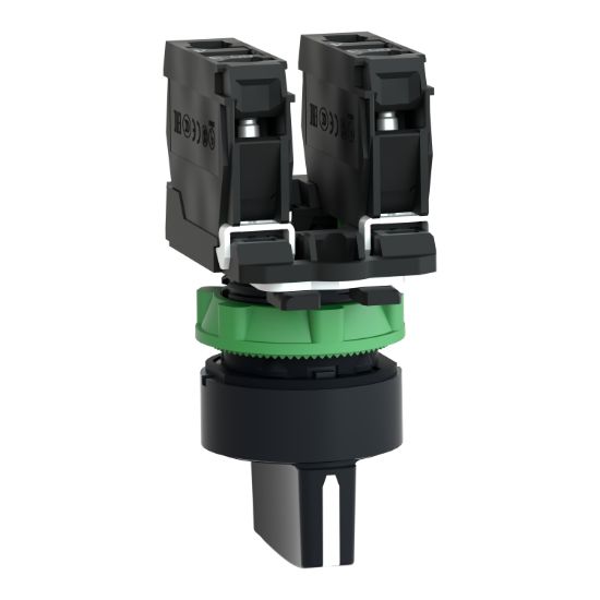 Picture of Selector switch, Harmony XB5, plastic, black, 22mm, 3 positions, stay put, 2 NO