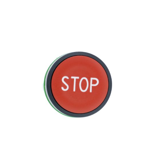 Picture of Push button head, Harmony XB5, plastic, flush, red, 22mm, spring return, marked STOP