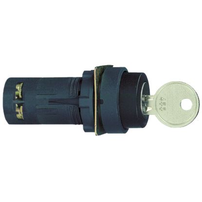 Picture of black selector switch + 22 keylock 2 positions - 1NO