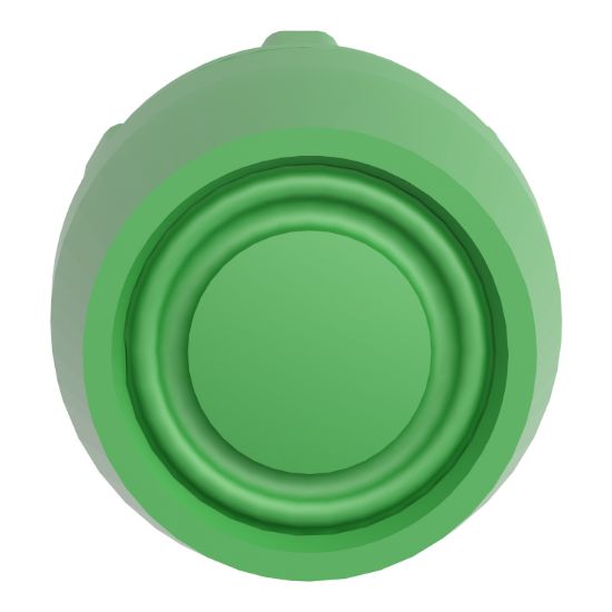 Picture of Push button head, Harmony XB5, plastic, flush, green, 22mm, spring return, coloured boot, unmarked