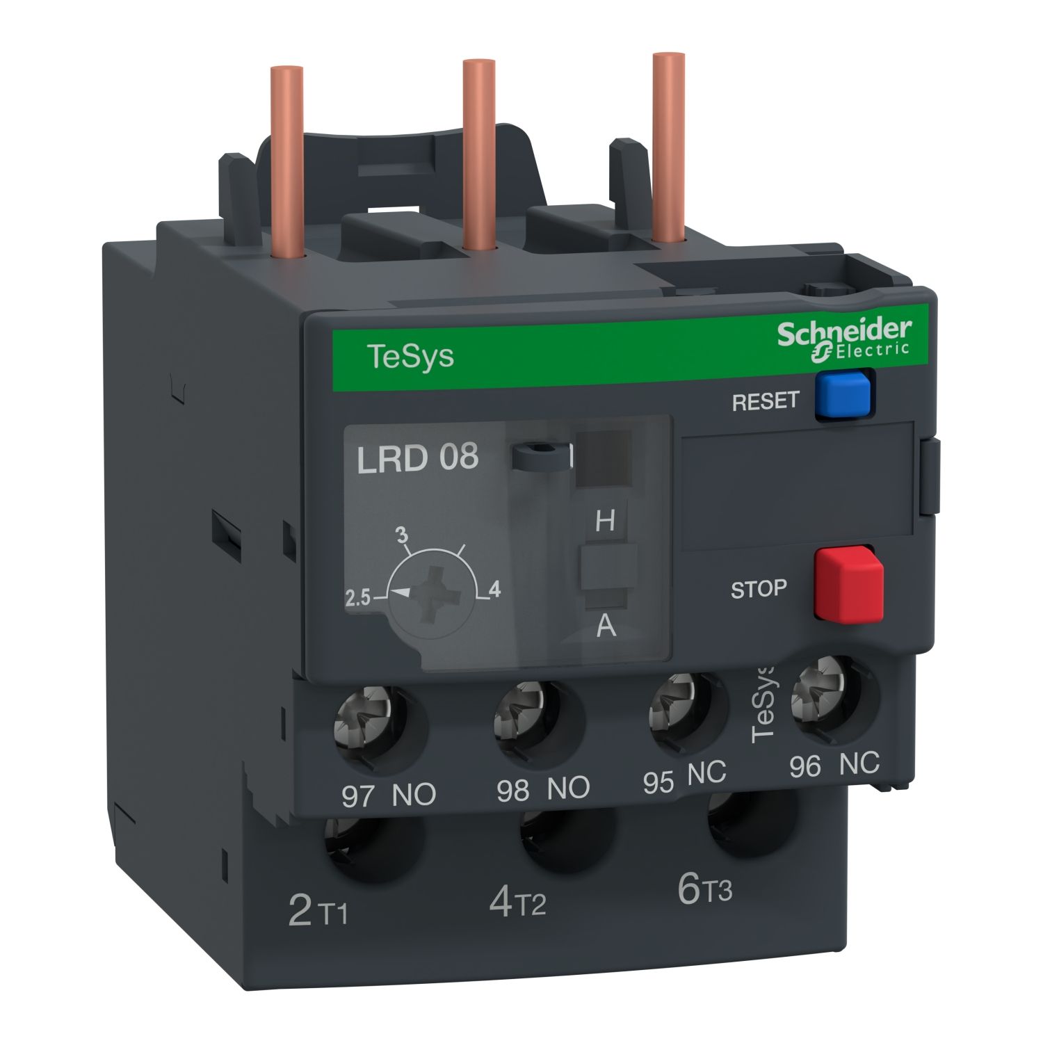 Picture of Thermal overload relay, TeSys Deca, 690VAC, 2.5 to 4A, 1NO+1NC, class 10A, for unbalanced loads