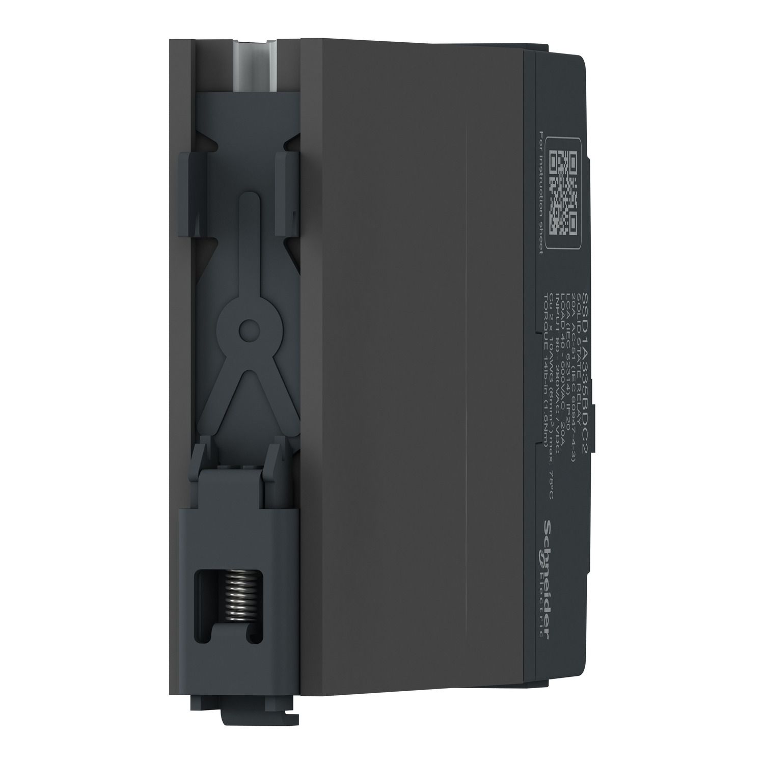 Picture of DIN rail mount relay,  Harmony Solid State Relays, 20A, zeroVoltage switching, contactor configuration, input 4...32V DC, output 48...600V AC