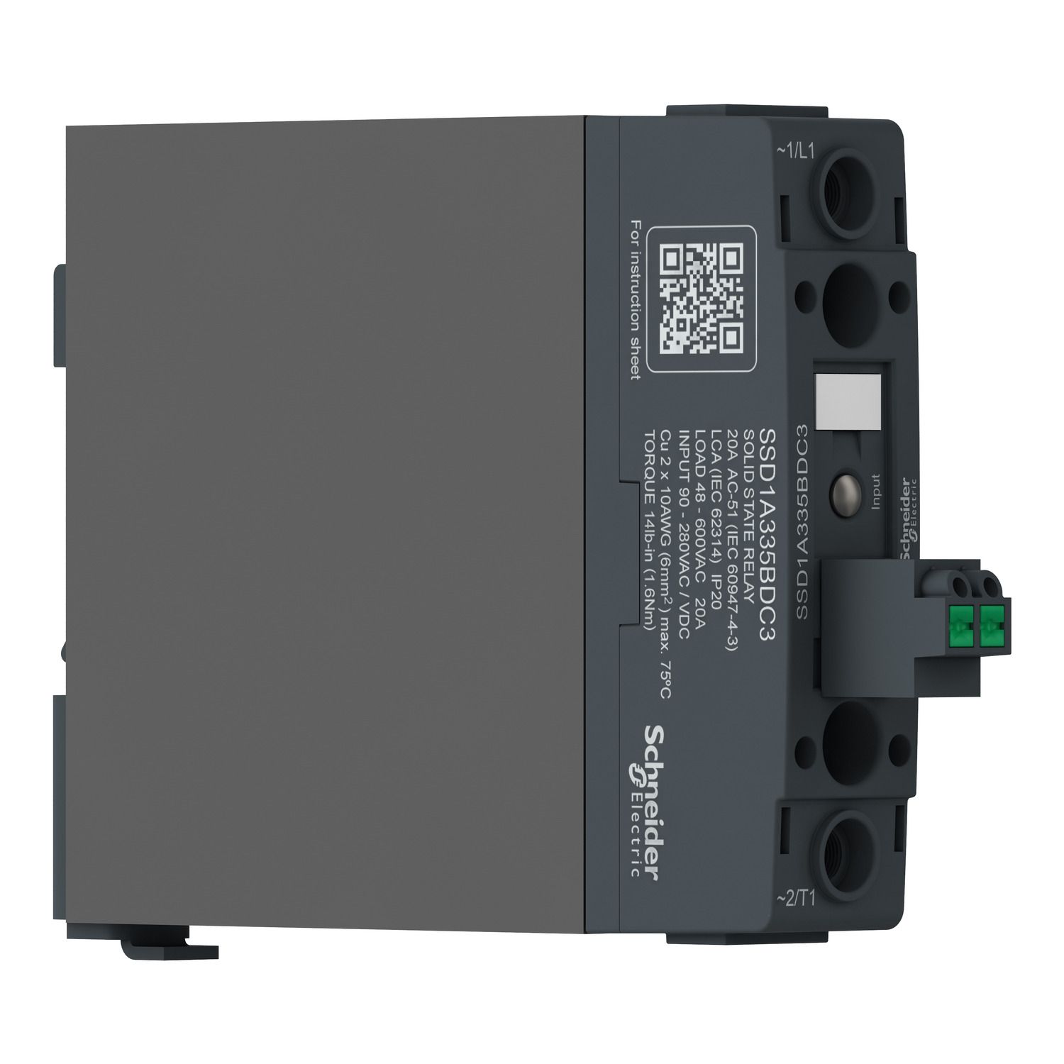 Picture of DIN rail mount relay,  Harmony Solid State Relays, 35A,Voltage switching, input 4...32V DC, output 48...600V AC
