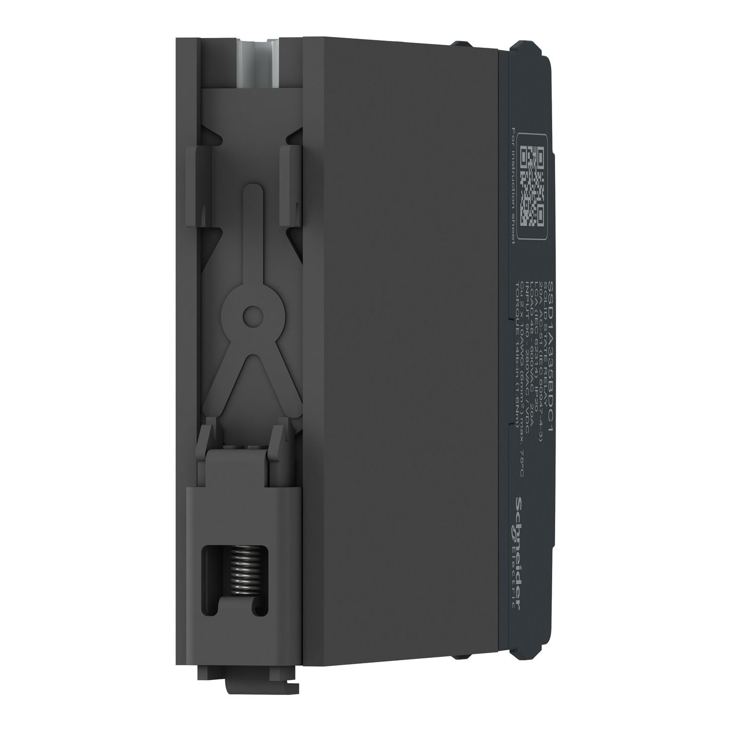 Picture of DIN rail mount relay,  Harmony Solid State Relays, 30A, DC switching, input 4 to 32V DC, output 1 to 150V DC