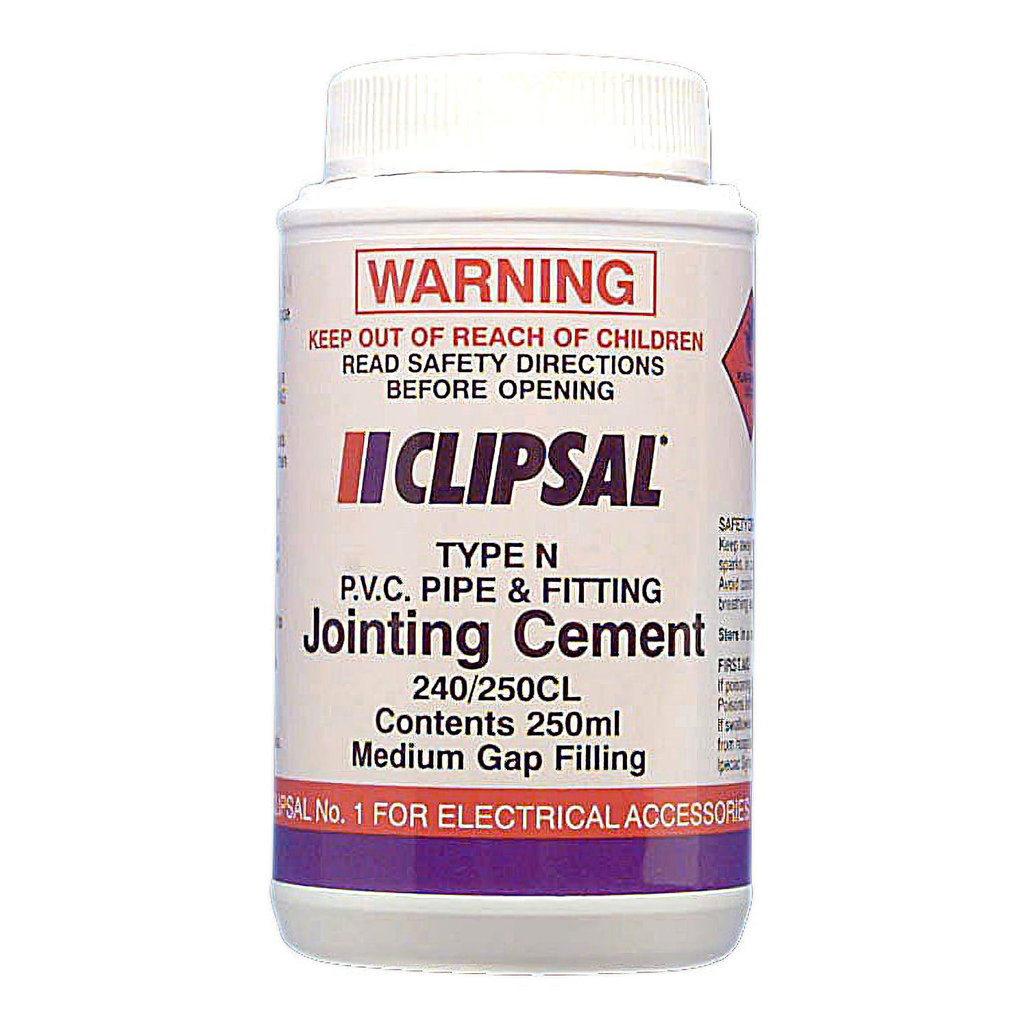 Picture of PVC Medium Gap Filling Clear Cement, Clipsal - Cable Management, 250ml Bottle with Brush