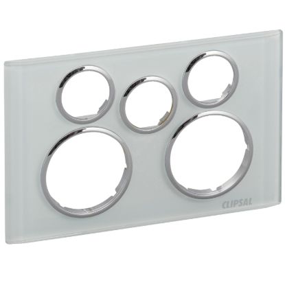 Picture of Cover Socket Outlet, Saturn Series, Twin switched, Extra switch aperture, Horizontal