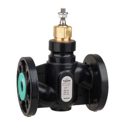 Picture of Venta V211 Globe Valve, 2-Way, PN16, Flanged, DN15, 4.0 kvs, Nodular Iron Body and Seat, Brass Plug, Stem Up Closed.