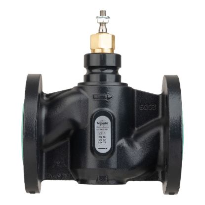 Picture of Venta V211 Globe Valve, 2-Way, PN16, Flanged, DN32, 16 kvs, Nodular Iron Body and Seat, Brass Plug, Stem Up Closed.