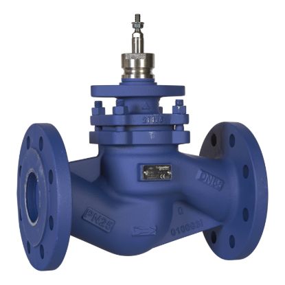 Picture of V292 Globe Valve, 2-Way, PN25, Flanged, DN150, 350 Kvs, Nodular Iron Body and Stainless Steel Trim, Stem Down Closed.