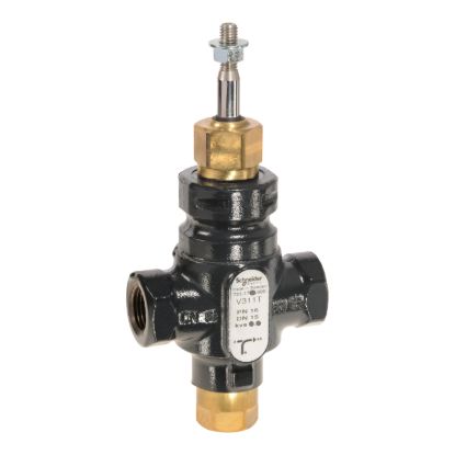 Picture of Venta V311T Globe Valve, 3-Way, PN16, Rp 1/2 Internal Thread, DN15, 2.5 Kvs, Nodular Iron, Brass plug.