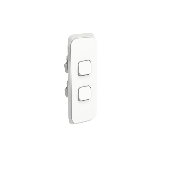 Picture of Flush Switch, Clipsal Iconic, Vertical Mount, 2 Gang, 230/240V, 10AX, LED