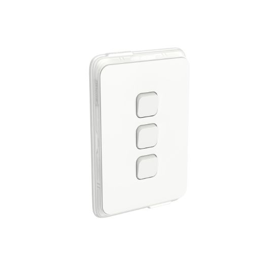Picture of Switch, Clipsal Iconic, Vertical 3 Gang, 1/2 Way 10AX,230/240V, IP44