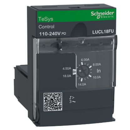 Picture of Standard control unit, TeSys Ultra, 3P, 4.5 to 18A, 690VAC, magnetic protection, 110 to 240VAC/DC coil