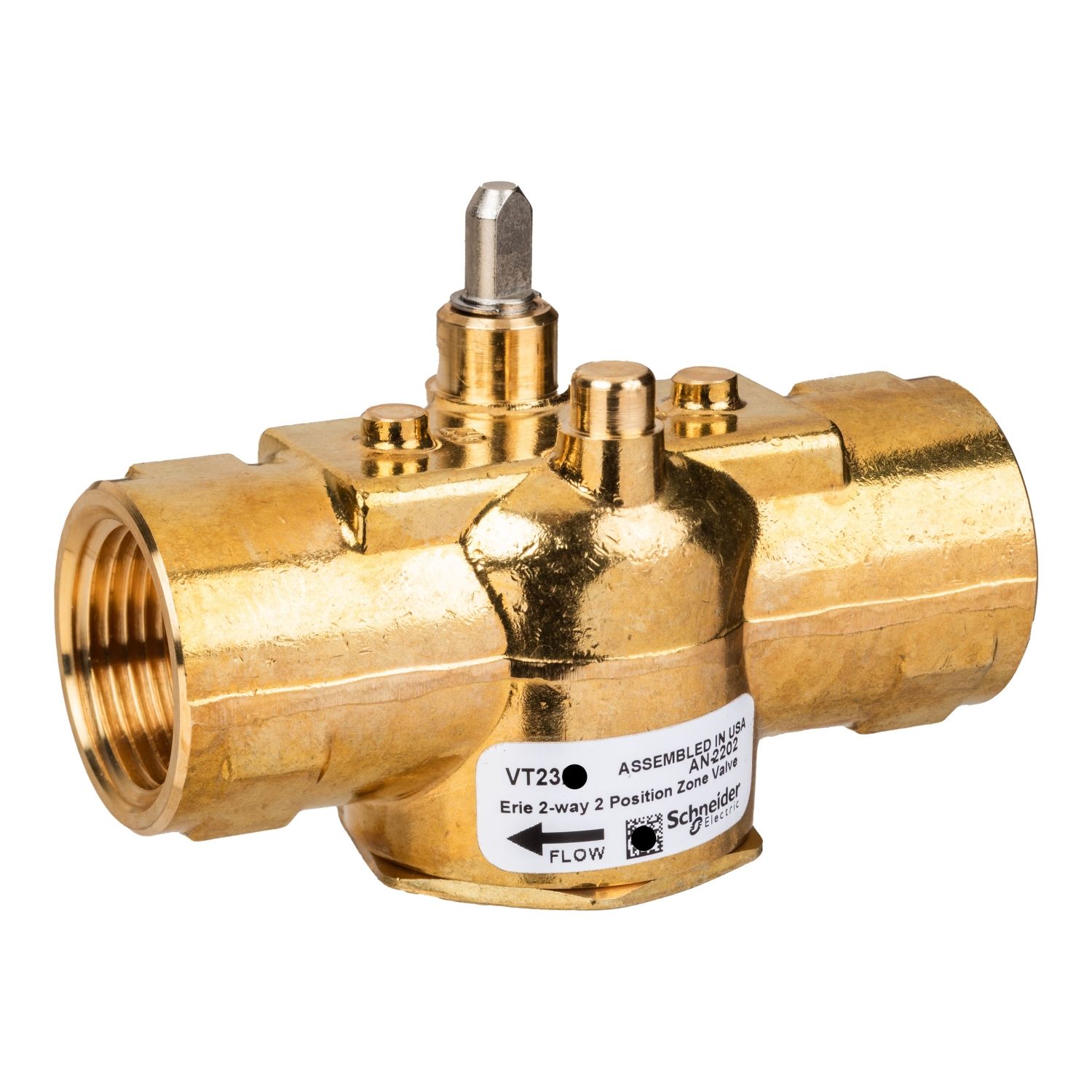Picture of Erie Zone Valve, 2-Way, PN16, DN20 (3/4"), Rp Thread, Kvs 2.2 mÂ³/h (Cv 2.5), Pop-Top Actuator Connection, Brass Body.