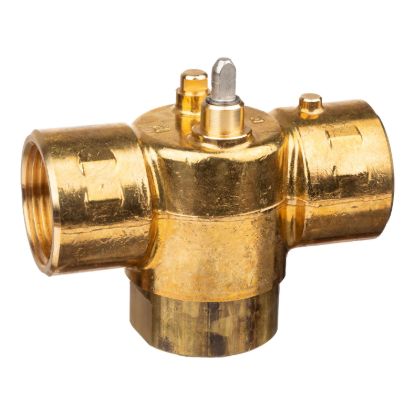 Picture of Erie Zone Valve, 3-Way, PN16, DN25 (1"), Rp Thread, Kvs 6.9 mÂ³/h (Cv 8), Pop-Top Actuator Connection, Brass Body.
