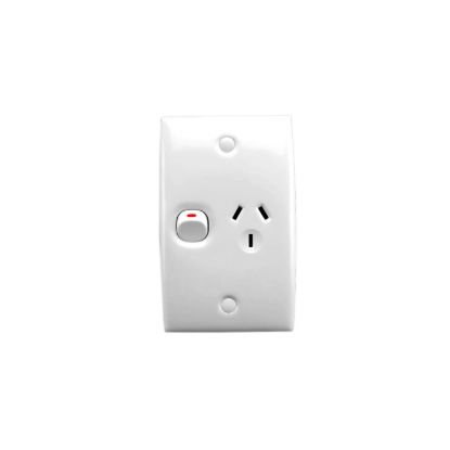 Picture of Single Switch Socket Outlet, Standard Series, 250V, 10A, Standard Size, Vertical, Safety Shutter