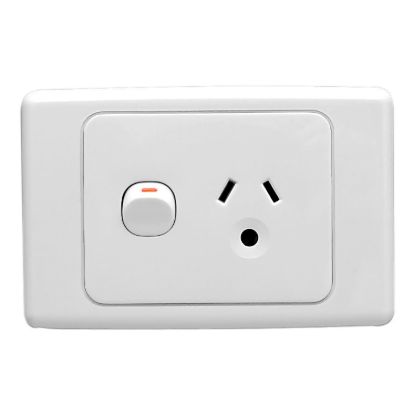 Picture of Single Switch Socket Outlet, 2000 Series, 250V, 10A, Round Earth PIN for Lighting